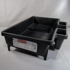Rubbermaid 8354 Black Space Saver Drainer Drip Dish Drying Rack 1182 2015 13x18x